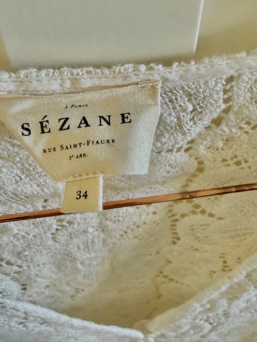 Sezane Emma Blouse Ecru Lace US Size 2EU Size 34 - Picture 6 of 7